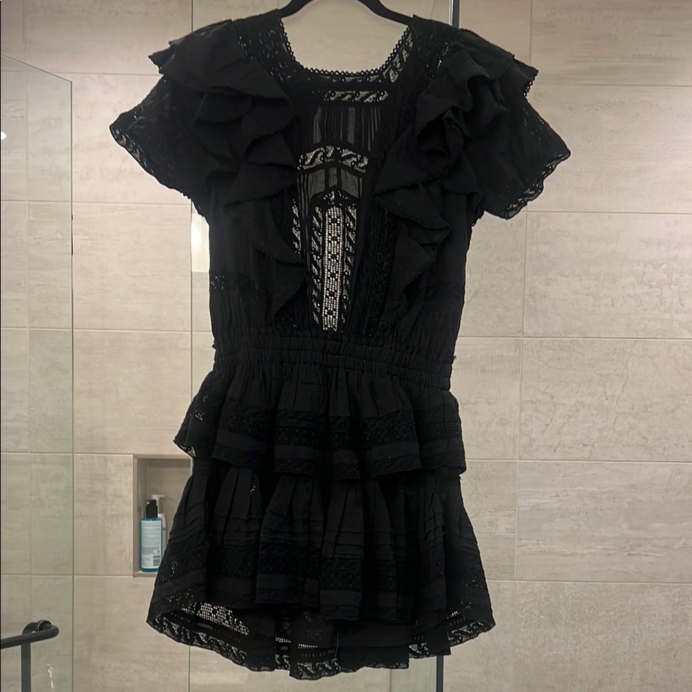 Black Ruffled Tiered Babydoll Mini Dress